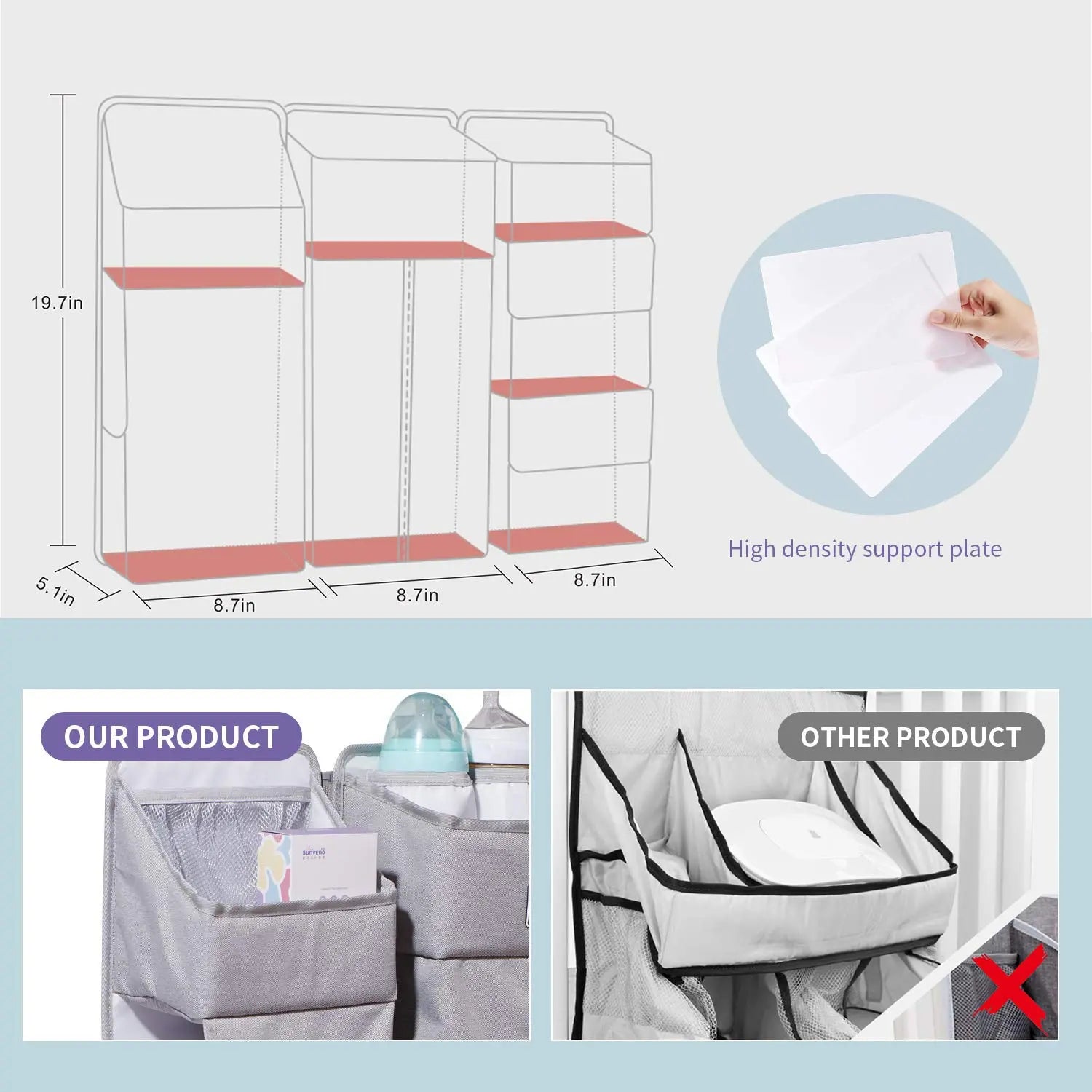Baby Diaper Caddy with Dividers Maroon Chronos