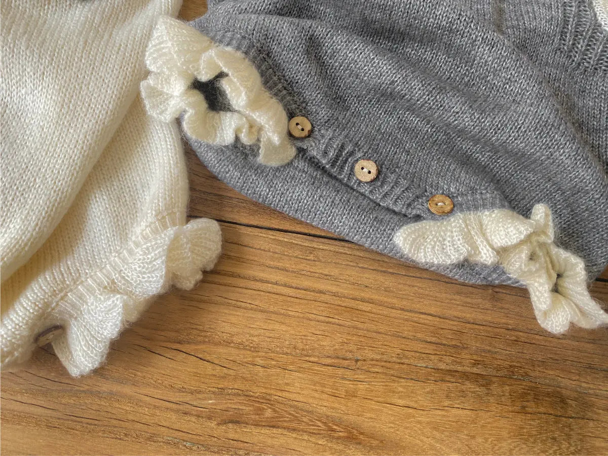 Autumn and Spring Arrival Baby Girls Knitted Sleeveless Flowers Pattern Bodysuit - Little & Loved Co Autumn and Spring Arrival Baby Girls Knitted Sleeveless Flowers Pattern Bodysuit Little & Loved Co